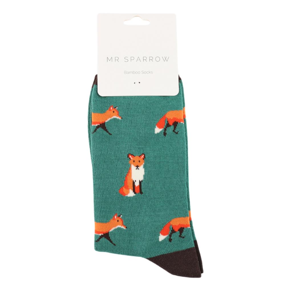 Foxes Green Mens Novelty Ankle Socks Adult One Size image 1