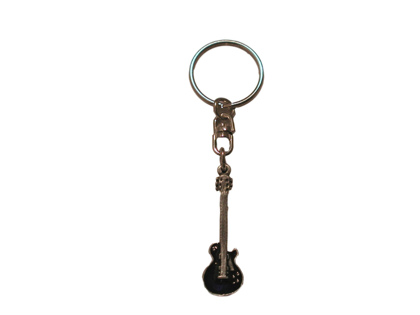 Gibson Les Paul Shape Enameled Guitar pewter metal keyring image 0