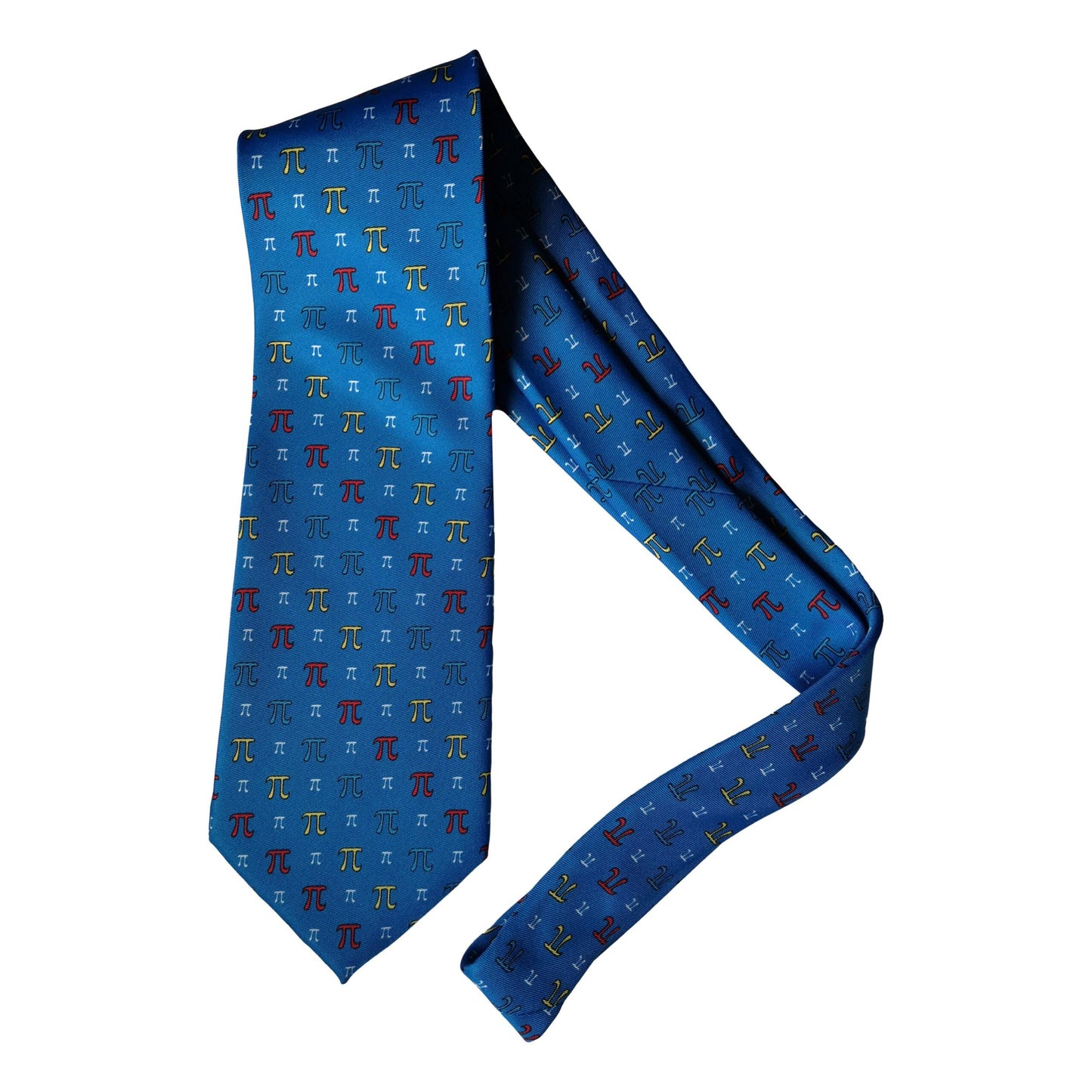 PI Mathematical Symbols Scientist Teacher Student Polyester Tie sleeved with hook - blue image 0