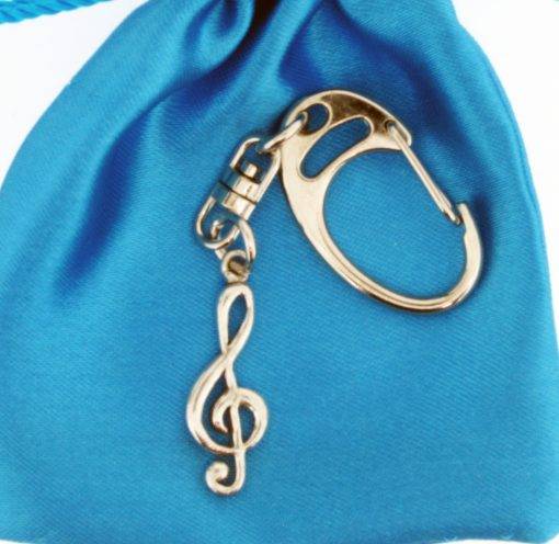Small Treble Clef pewter metal keyring image 1