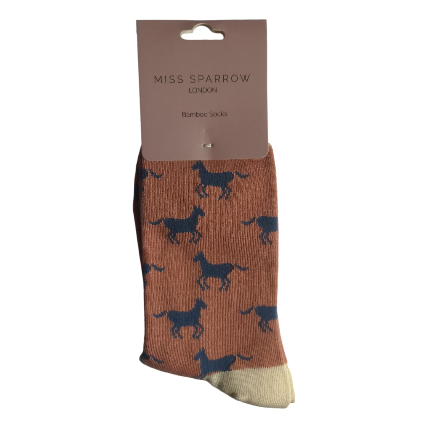 Horses on Dusky Pink Womens Novelty Ankle Socks Adult One Size image 1