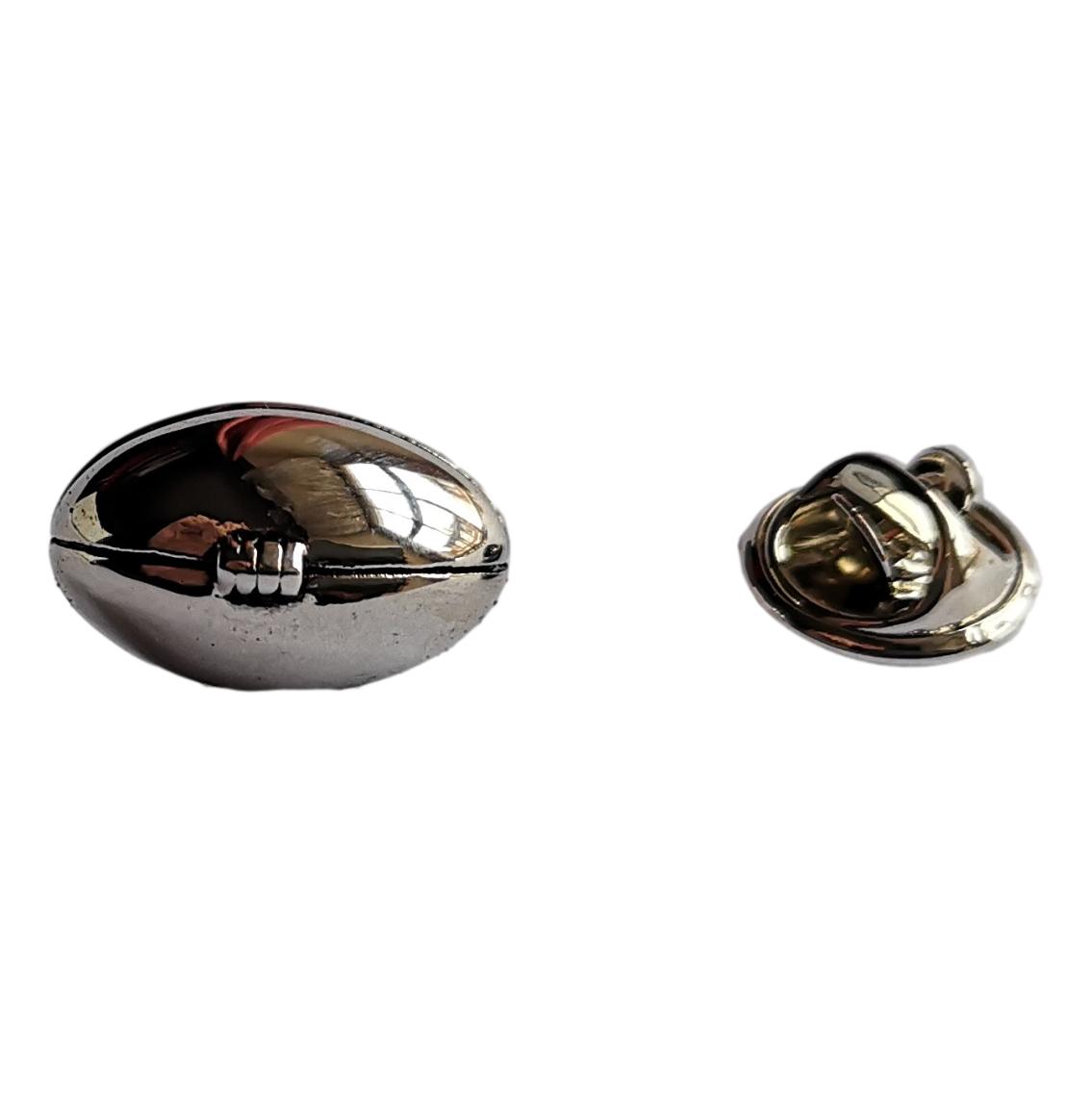 Rugby Ball silver-plated lapel pin in padded gift box image 2