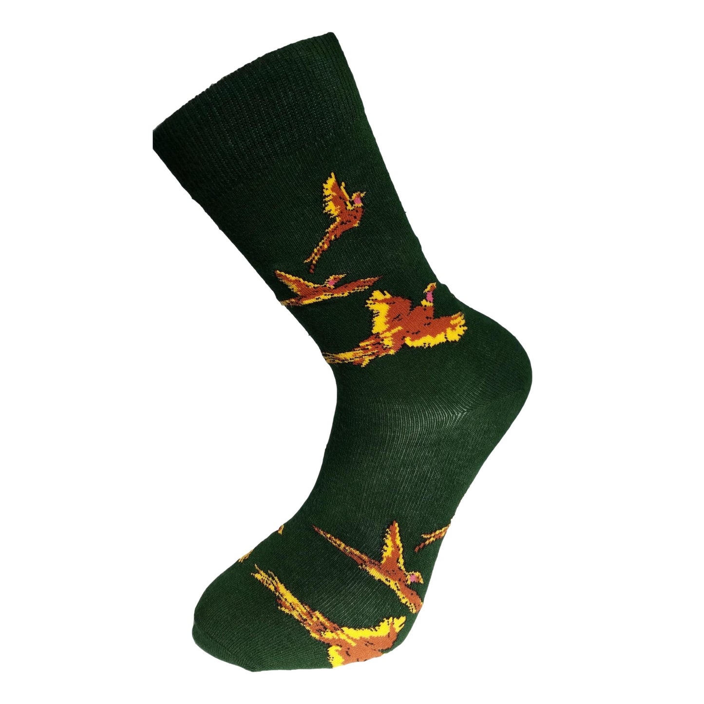 Flying Pheasants Game Birds Unisex Novelty Green Ankle Socks Adult Size 6-11 image 1
