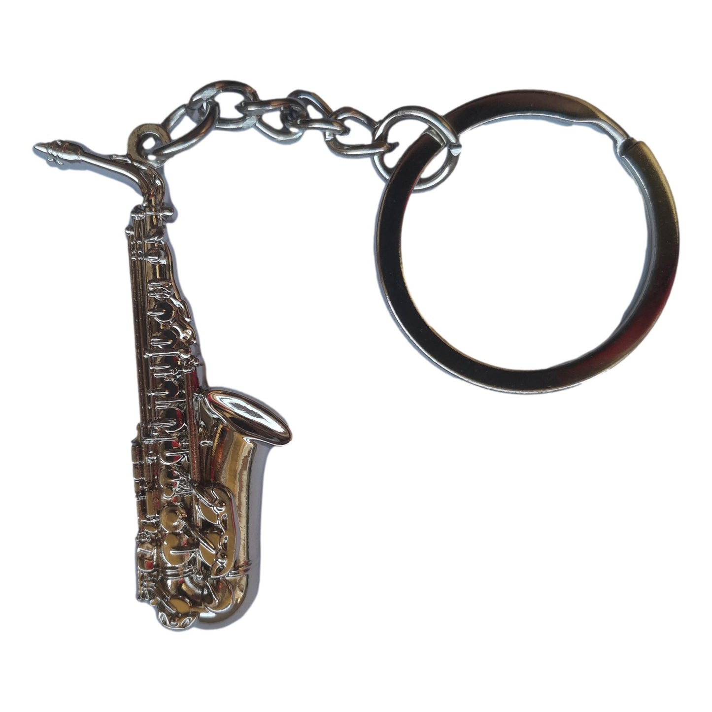 Saxophone polished silver-plated keyring image 0