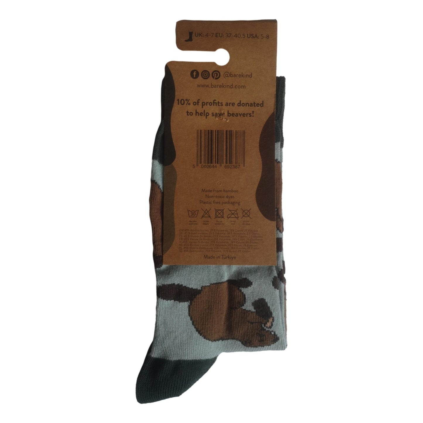 Save The Beavers Pale Green Unisex Novelty Ankle Socks Adult UK Size 4-7 image 2