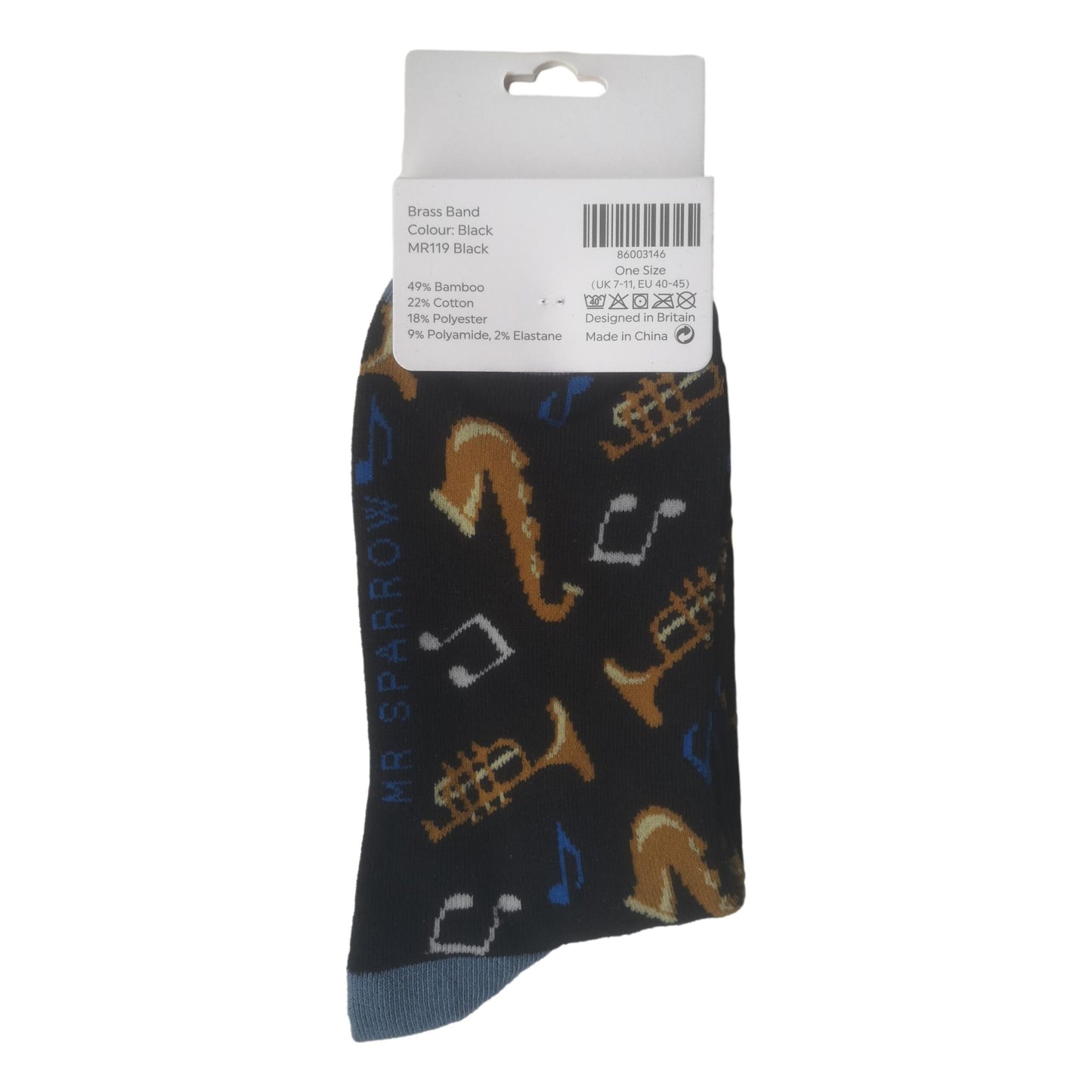 Jazz Instruments and Music Notes on Black Mens Novelty Ankle Socks Adult One Size image 2