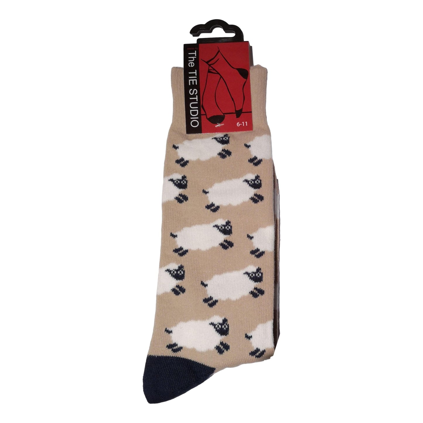 Jumping Sheep on beige Unisex Novelty Ankle Socks Adult Size 6-11 image 0