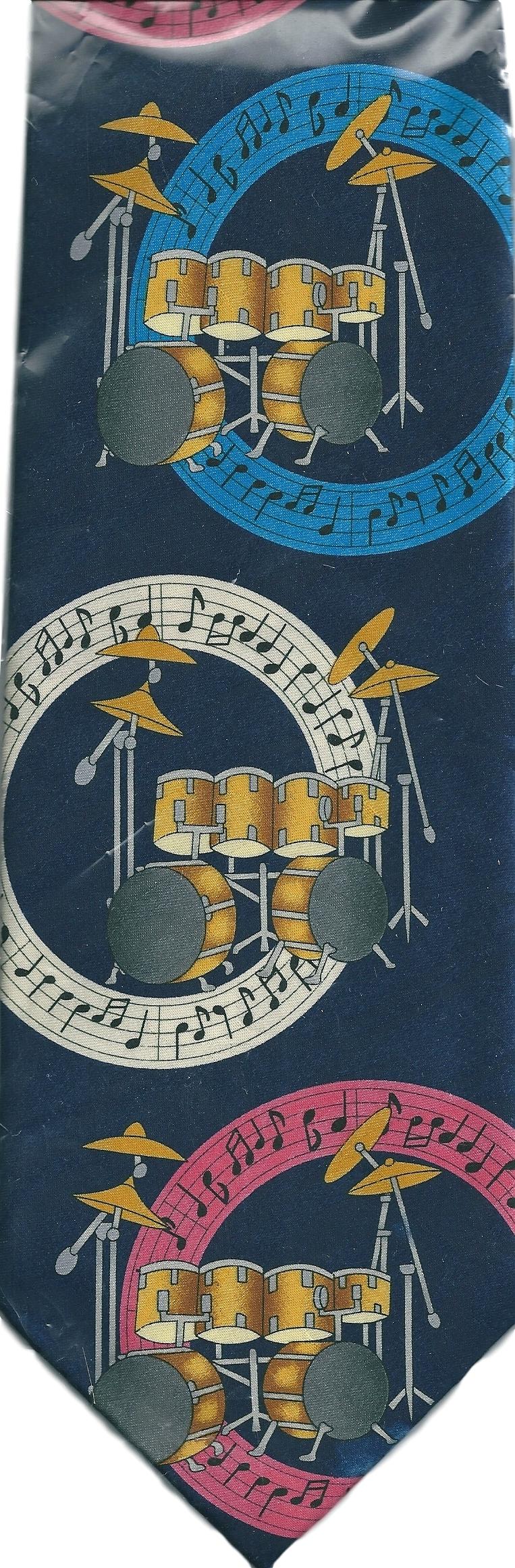 Drum Kits in Music Circles Polyester Novelty Tie Student Teacher Musician Gift image 0