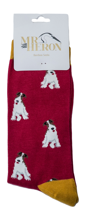 Fox Terrier Dog crimson Mens Novelty Ankle Socks Adult One Size image 2