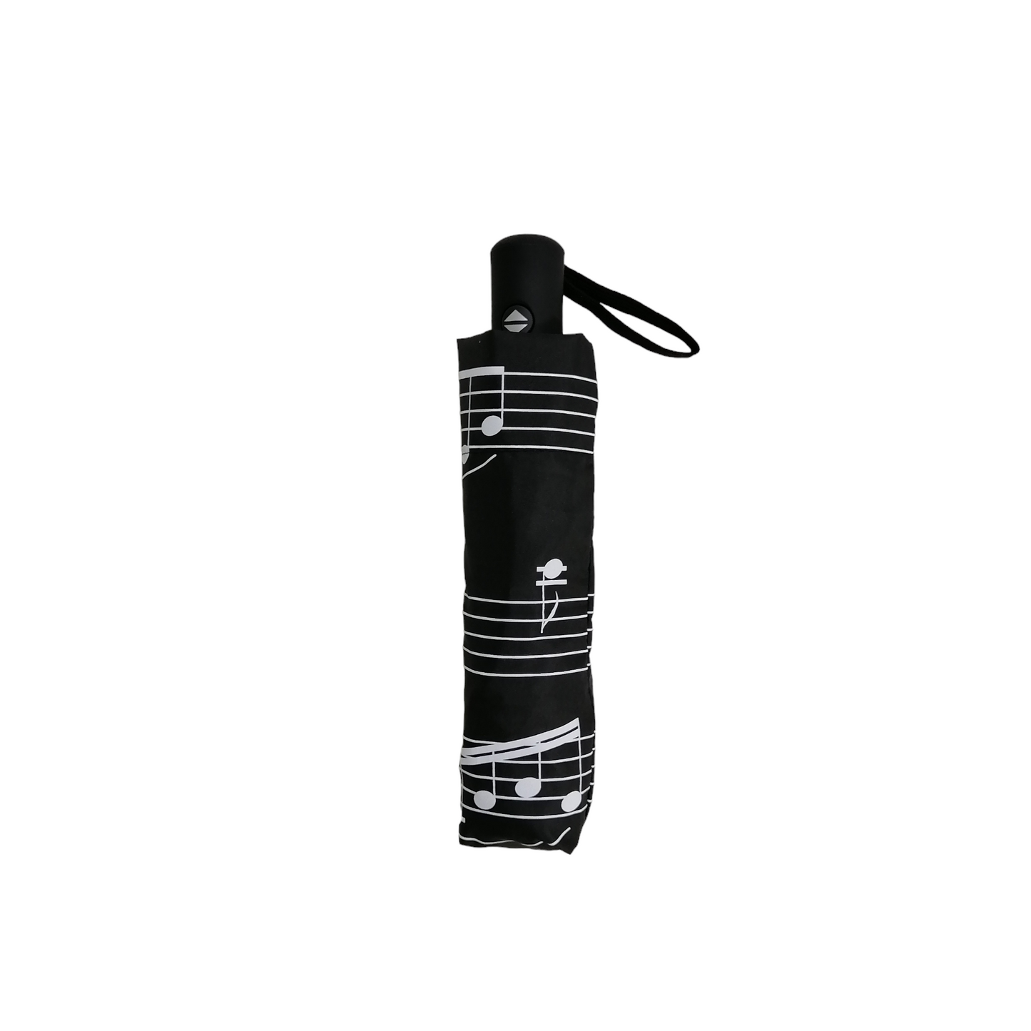 White Music Notes on black Lightweight Folding Umbrella image 2