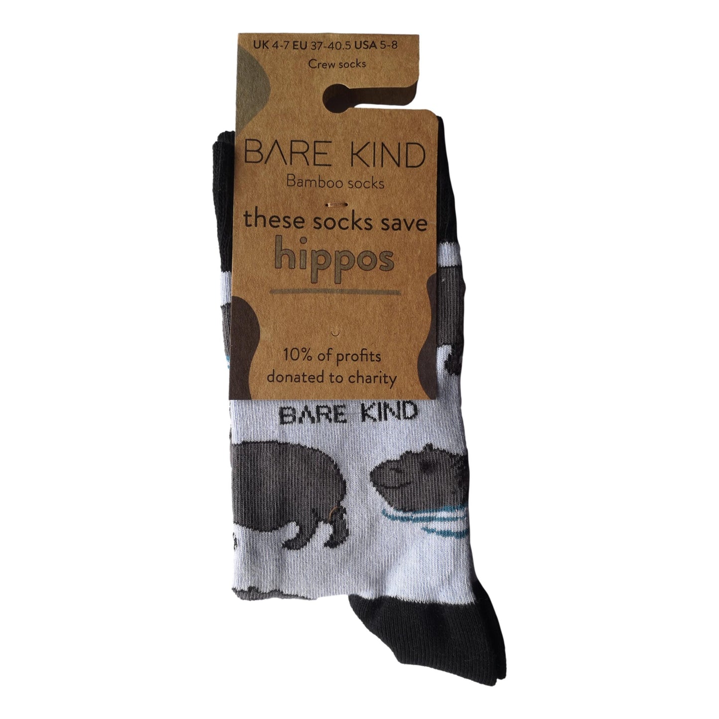 Save The Hippos Pale Blue Womens Novelty Ankle Socks Adult One Size image 1