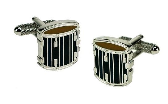 Marching Drum silver-plated torpedo cufflinks in padded gift box image 2