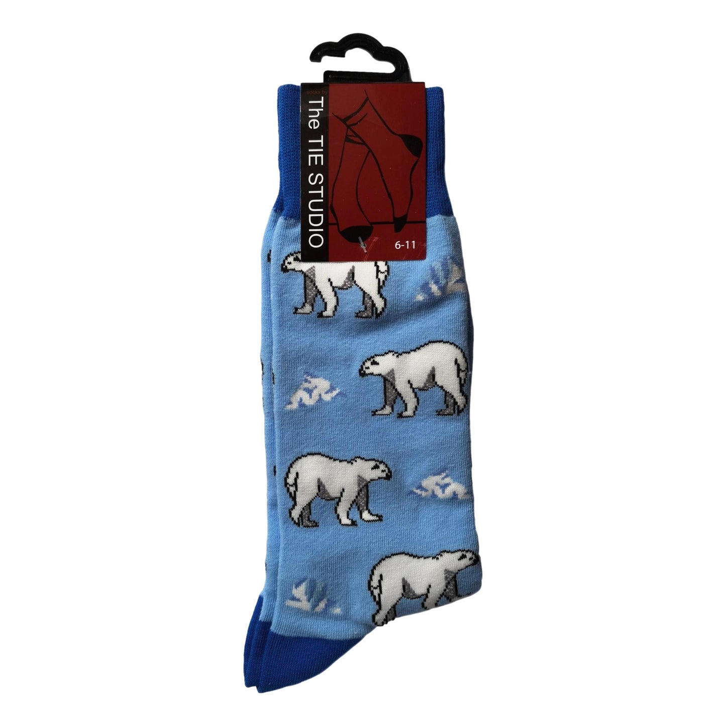 Polar Bears on Blue Unisex Novelty Ankle Socks Adult Size 6-11 image 0