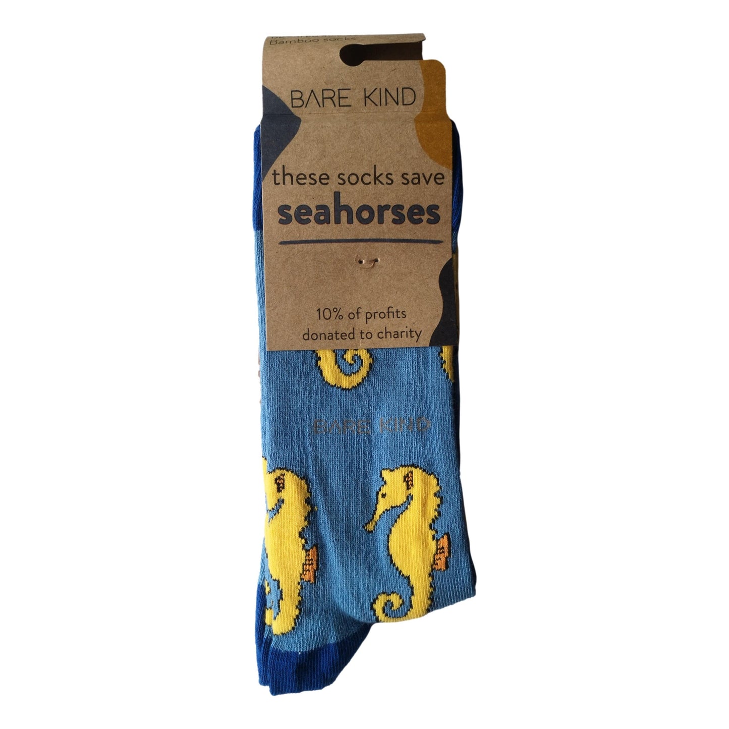 Save The Seahorses Blue Unisex Novelty Ankle Socks Adult UK Size 7-11 image 1