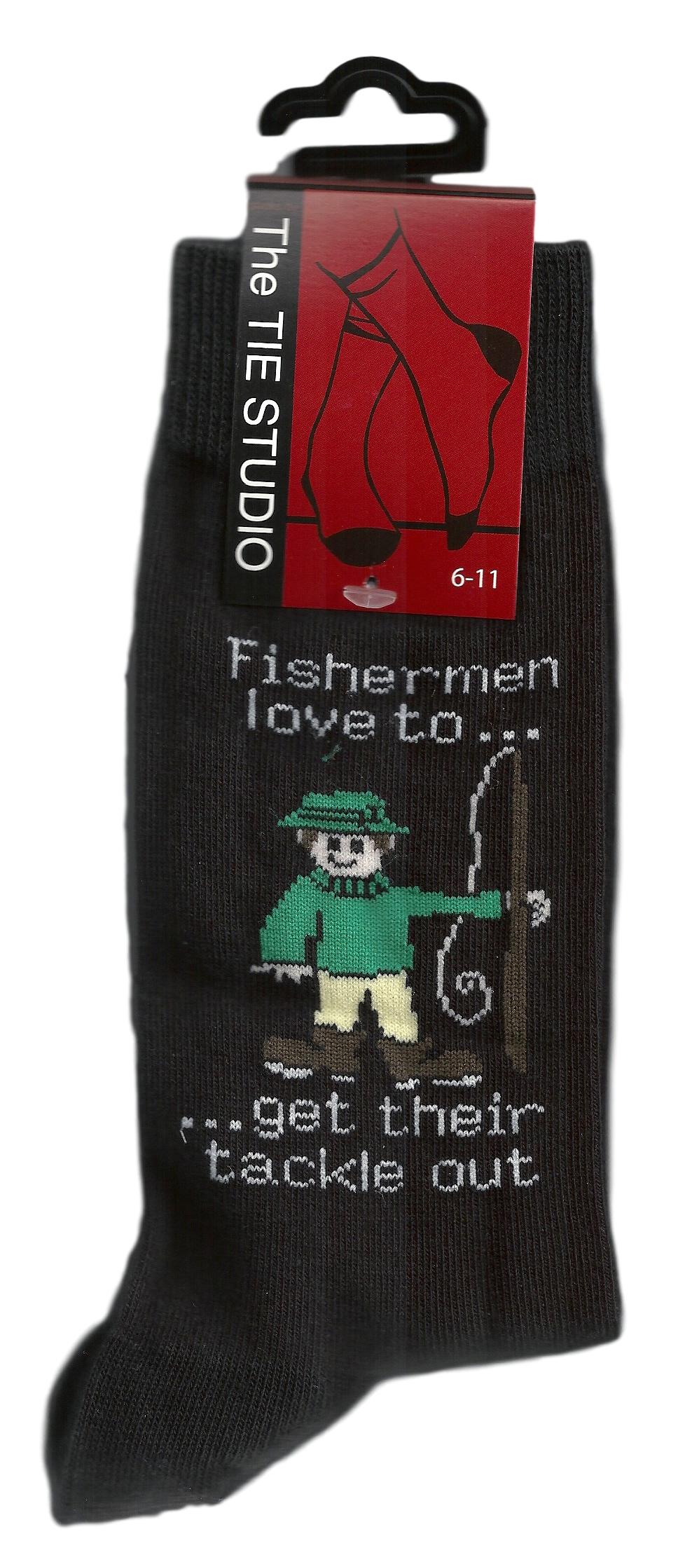 Fishermen Love To Get Their Tackle Out Unisex Novelty Ankle UK Size 6-11 Socks image 0