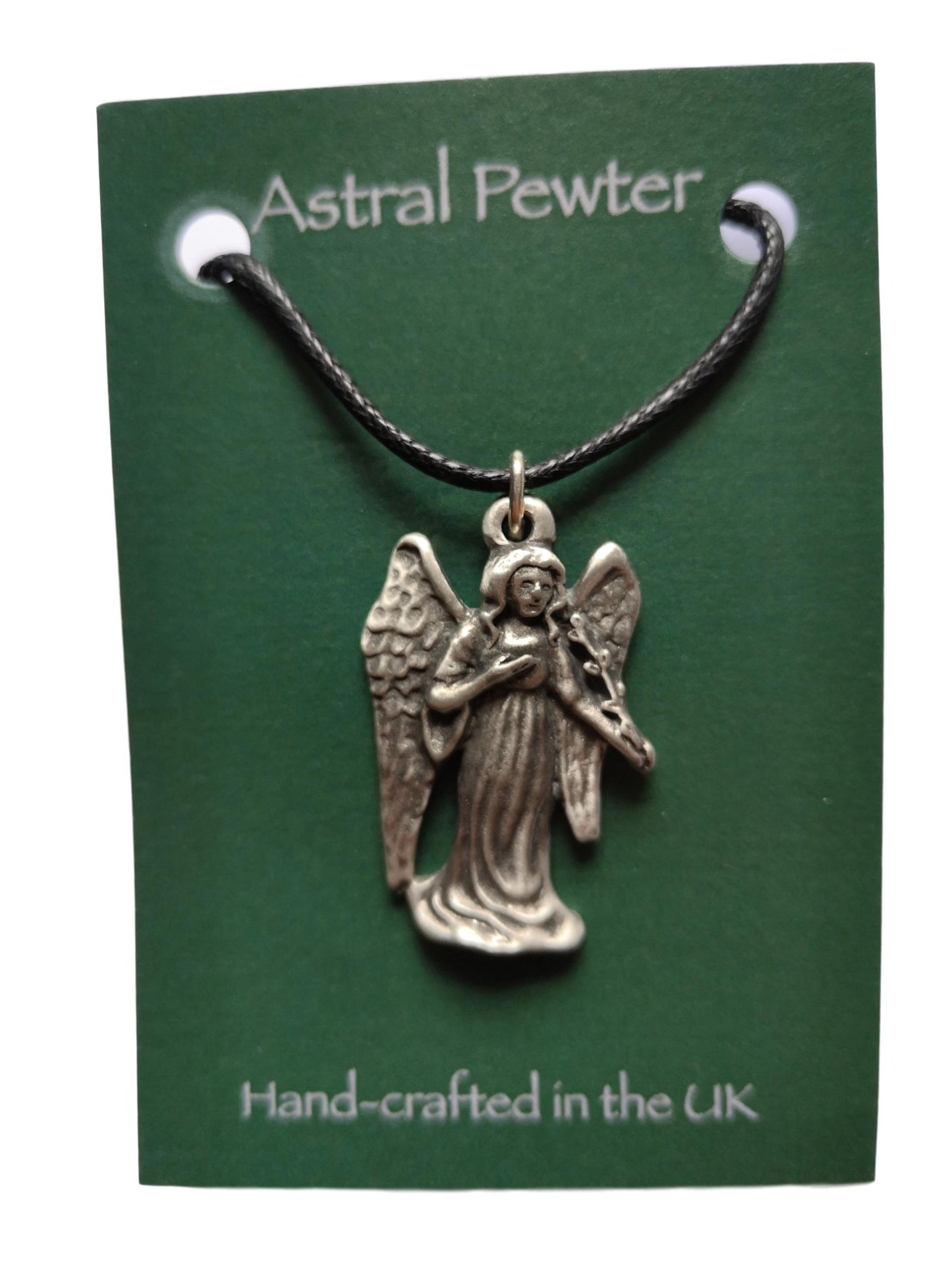 Gothic Angel pewter metal black cord pendant image 1