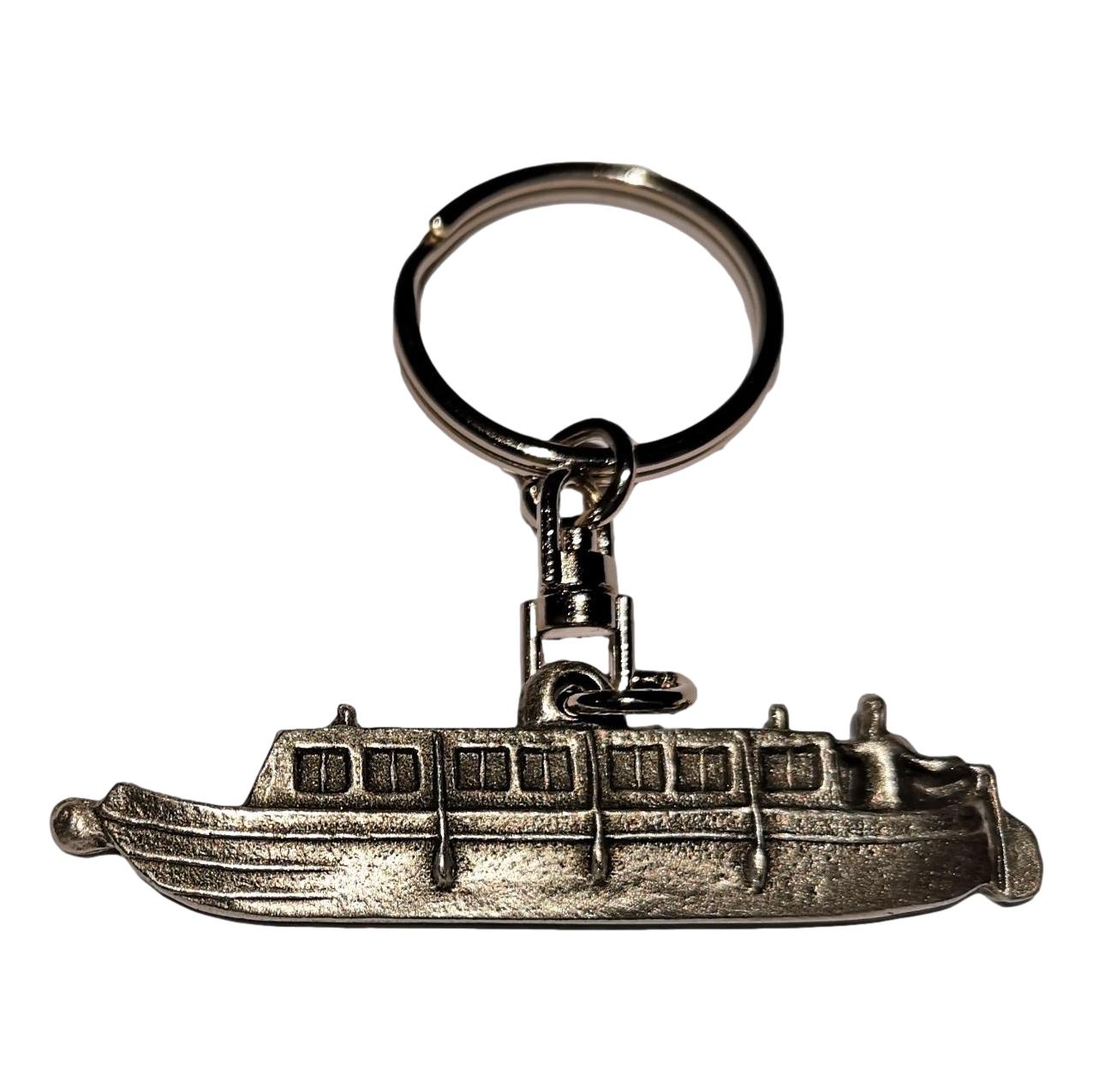Canal Narrow Boat pewter metal keyring image 0