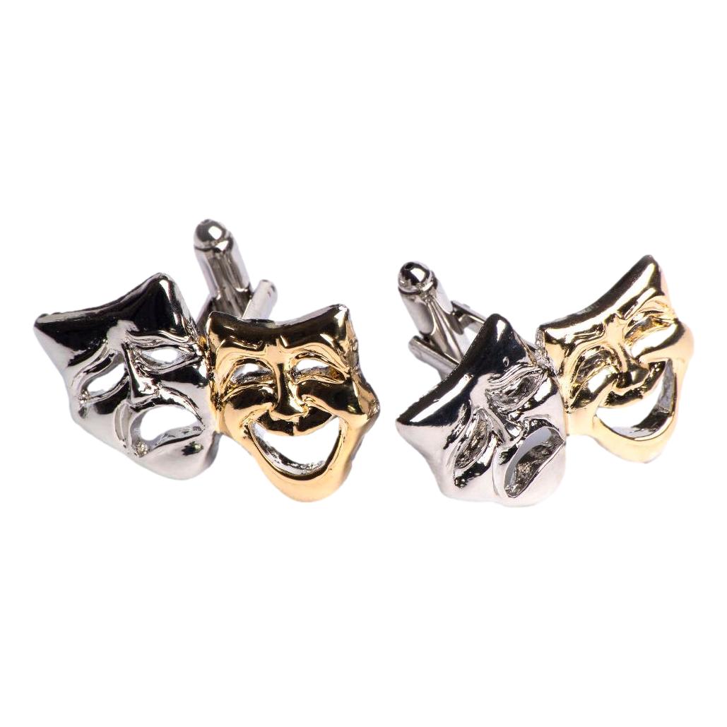 Theatre Masks gold/silver-plated cufflinks image 0