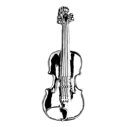 Polished Violin silver-plated pin badge gift musician conductor teacher student image 0