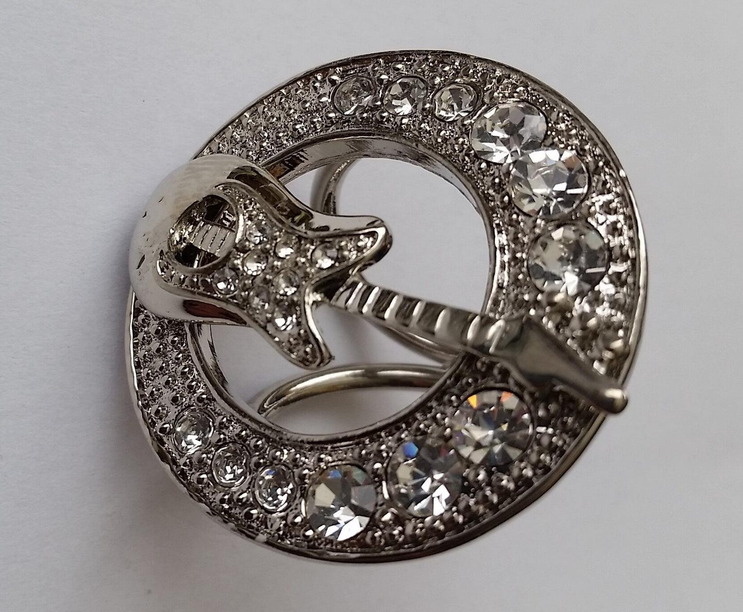 Silver Plated Diamante Electric Guitar Scarf Ring image 1