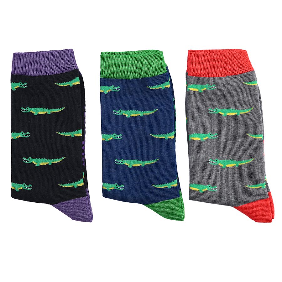 Crocodiles on Navy Mens Novelty Ankle Socks Adult One Size image 2