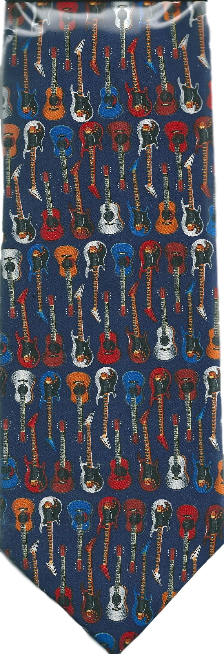 Electric / Acoustic Guitars All Over Repeat 100% Silk Classic Tie image 0