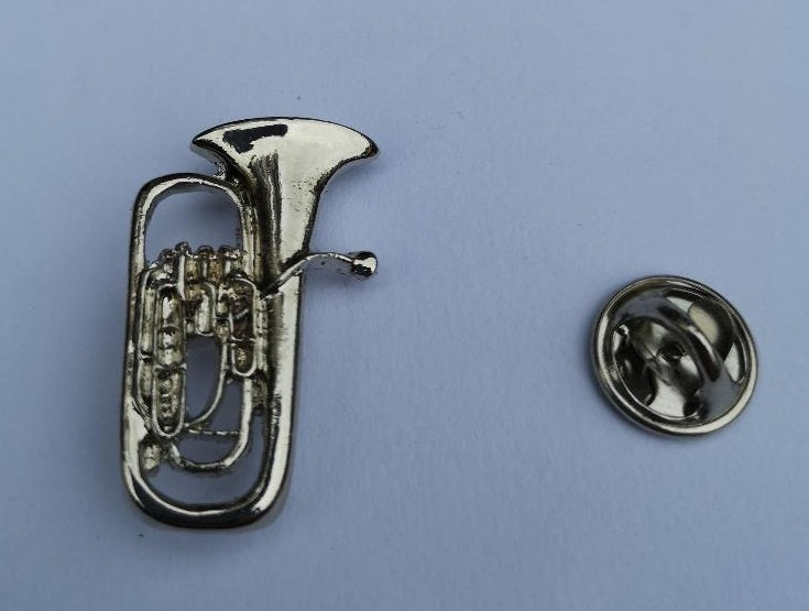 Polished Euphonium / Tuba silver-plated pin badge image 1