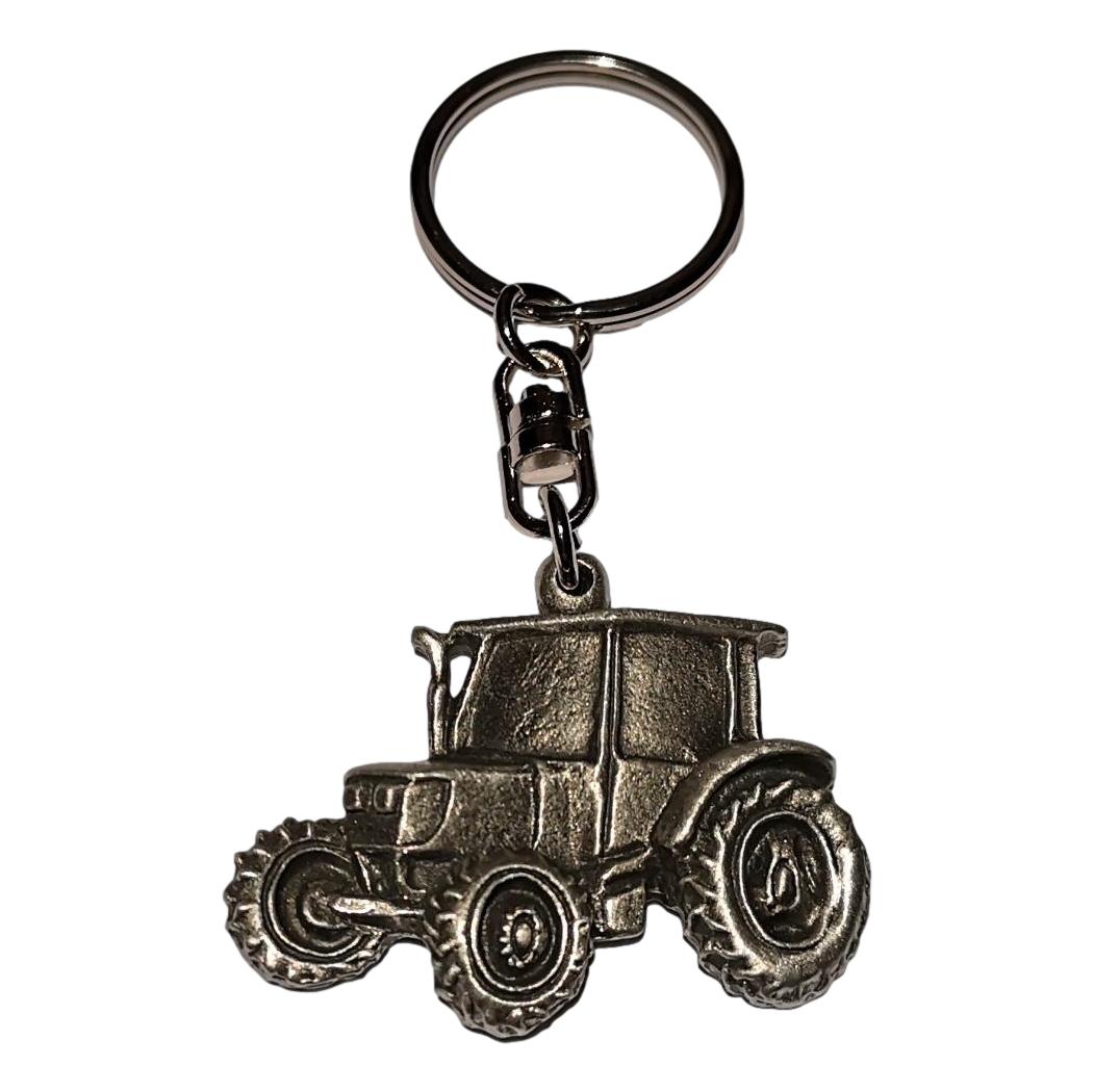Massey Ferguson style Tractor pewter metal keyring image 0