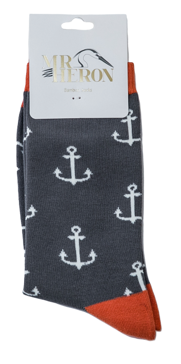 Anchors on grey Mens Novelty Ankle Socks Adult One Size image 1