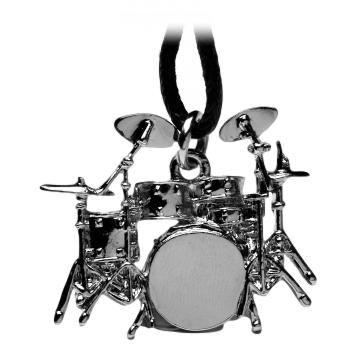 Drum Kit Jazz Band silver-plated black cord pendant image 0