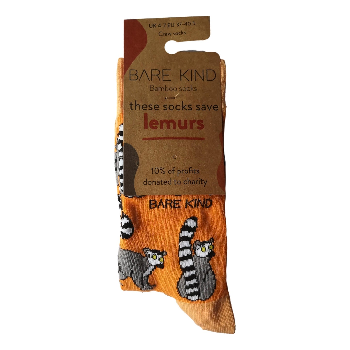 Save The Lemurs Orange Womens Novelty Ankle Socks Adult One Size image 1