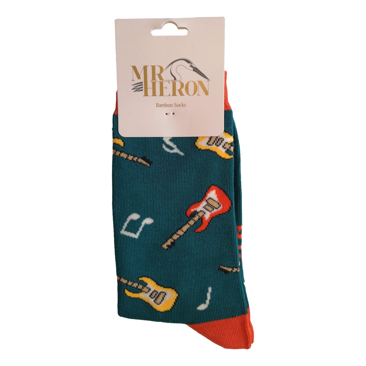 Electric Guitars on Teal Mens Novelty Ankle Socks Adult One Size image 2