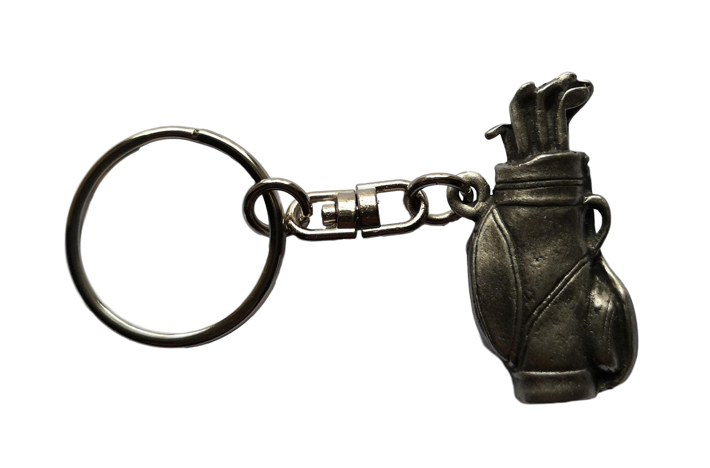 Golf Clubs in bag pewter metal keyring image 0