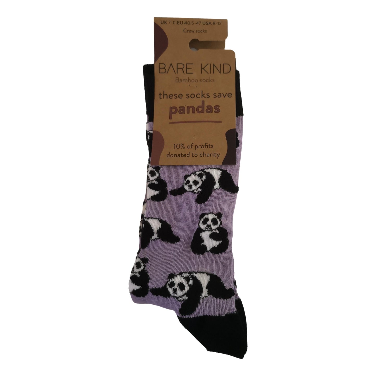 Save The Pandas Lilac Unisex Novelty Ankle Socks Adult UK Size 7-11 image 1