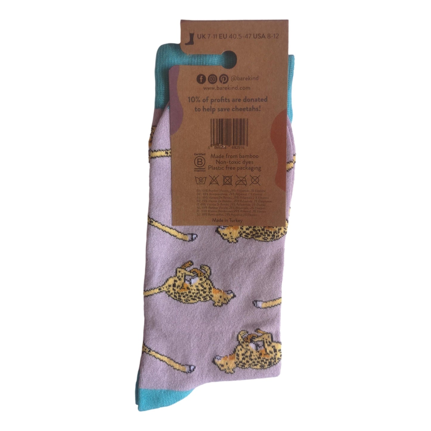 Save The Cheetahs Pale Grey Unisex Novelty Ankle Socks Adult Size 7-11 image 2