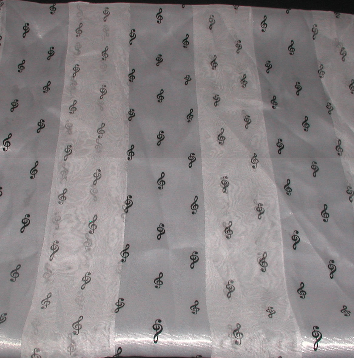 Small Treble Clefs black on white satin stripe scarf image 1