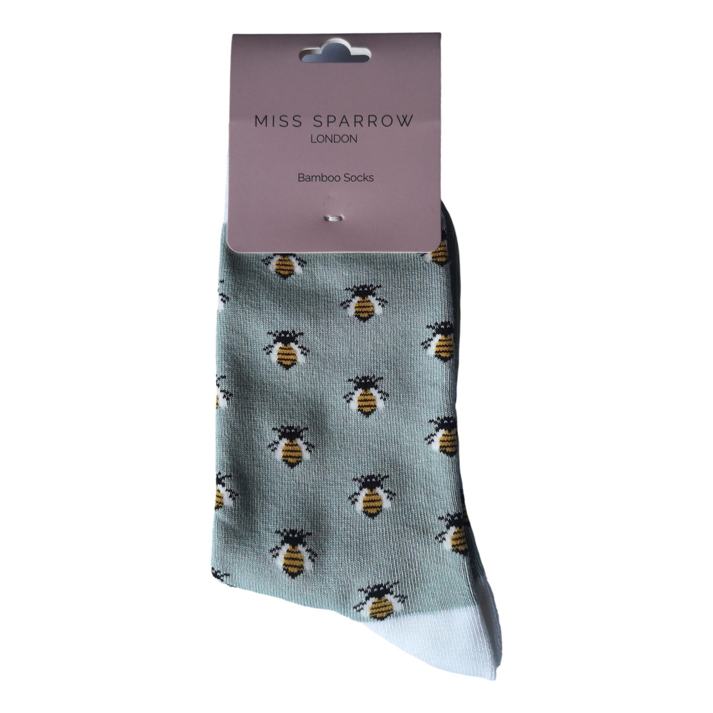 Honey Bees on Powder Green Ladies Novelty Ankle Socks Adult One Size image 1