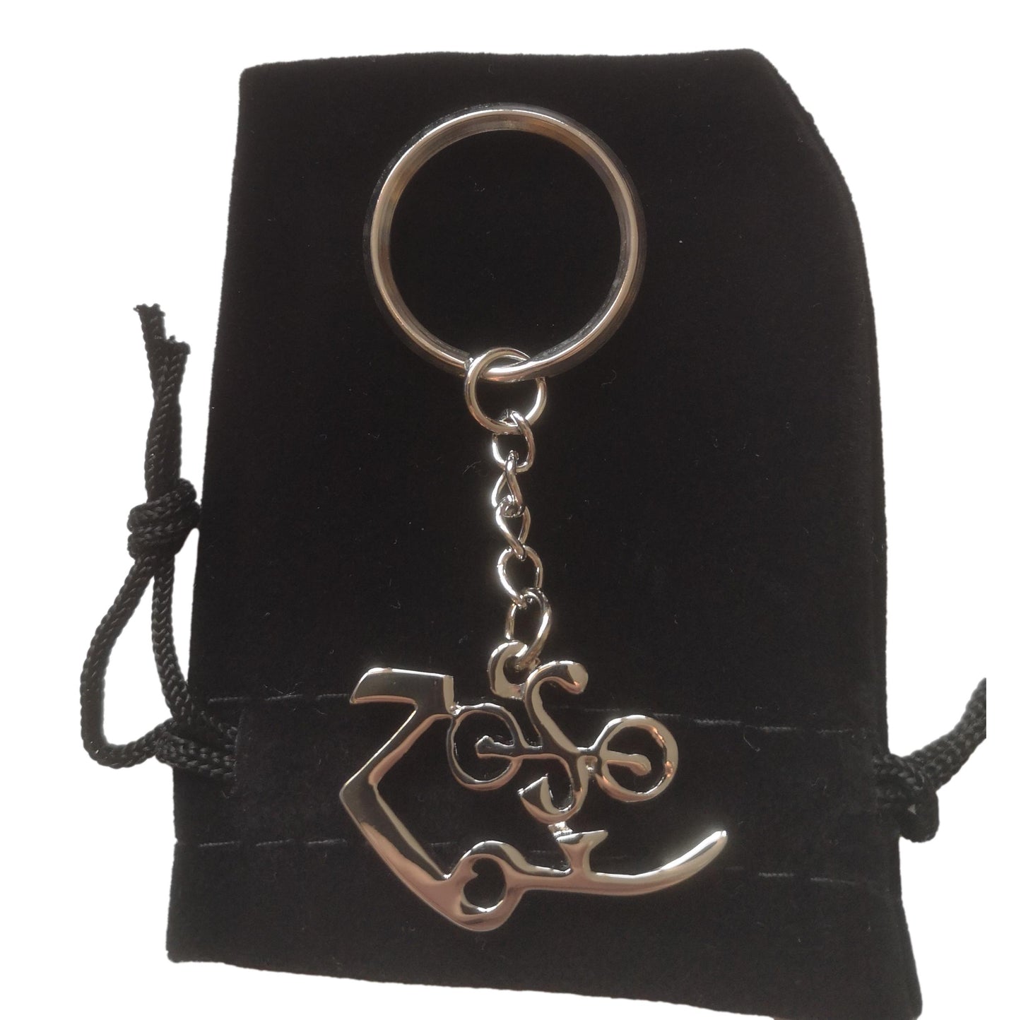 Jimmy Page Zoso Symbol polished silver metal keyring image 1