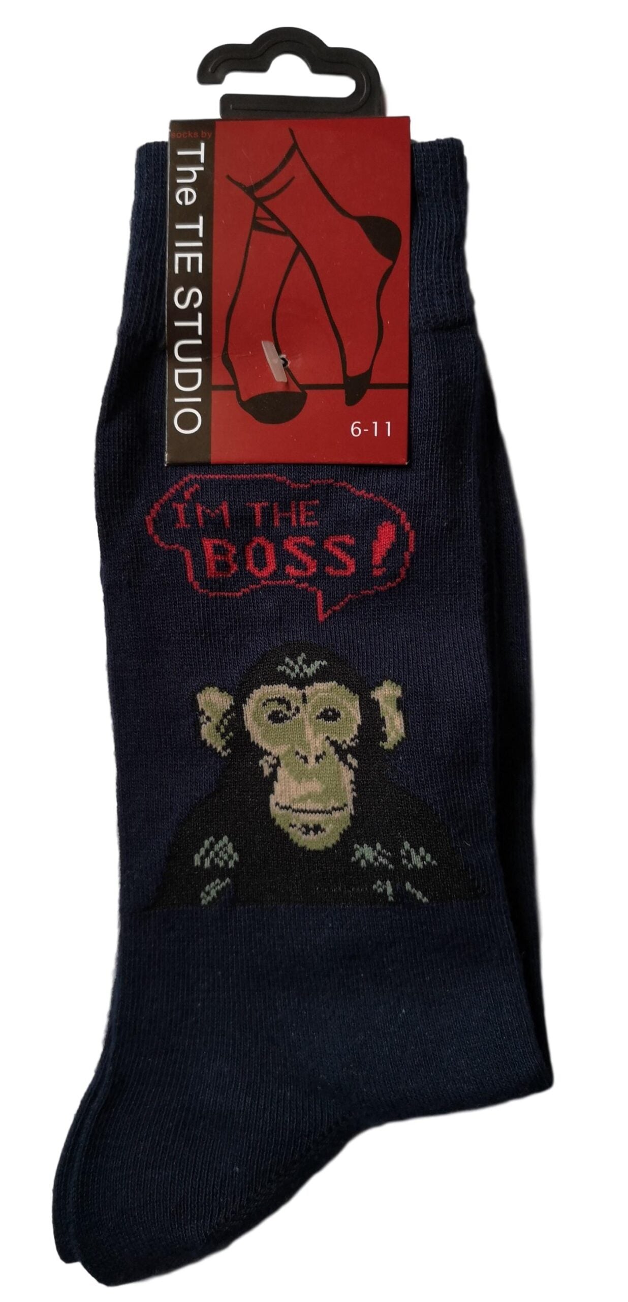 Chimpanzee I'm The Boss! Unisex Novelty Ankle Socks Size 6-11 image 1