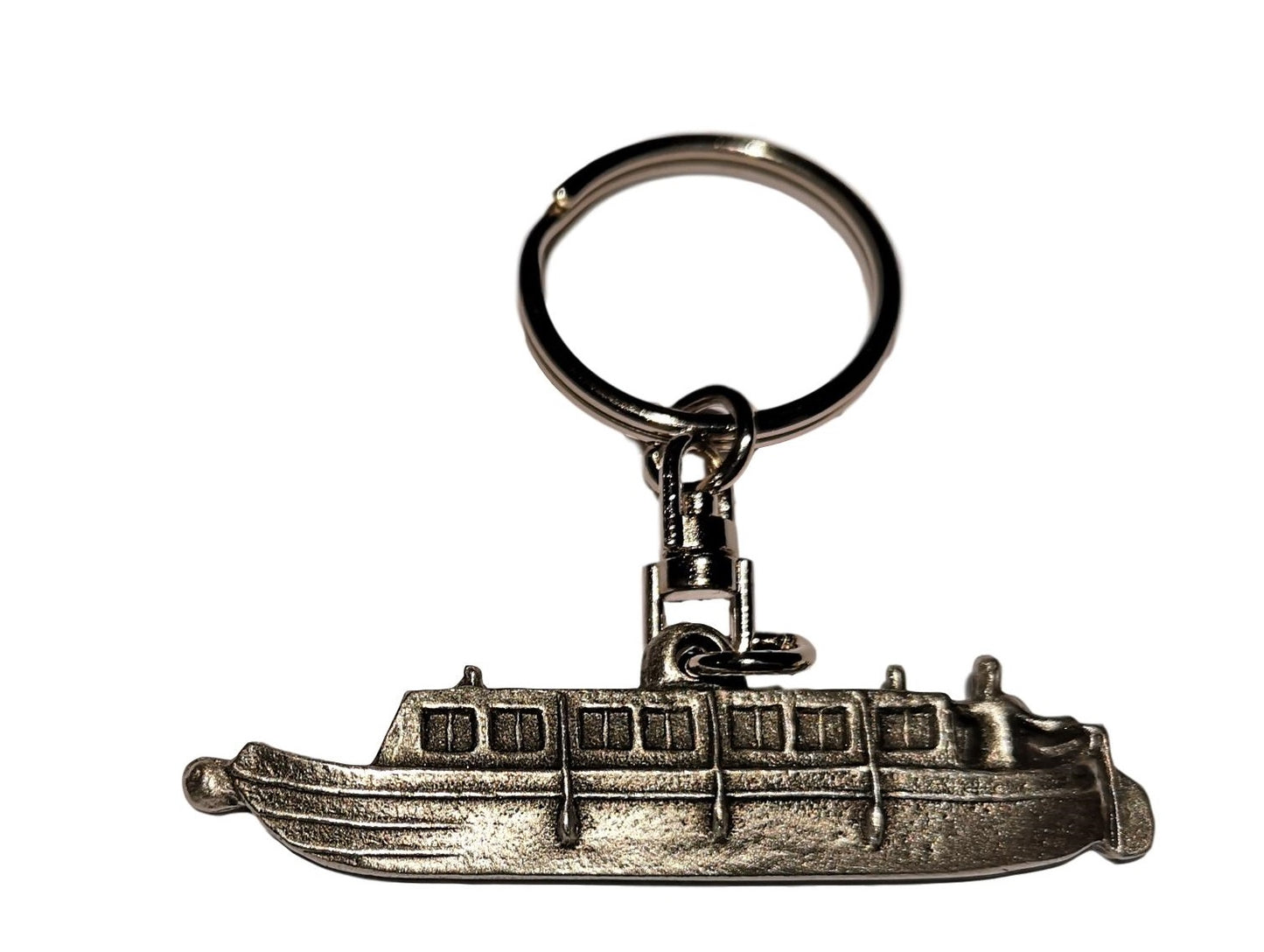 Canal Narrow Boat pewter metal keyring image 0