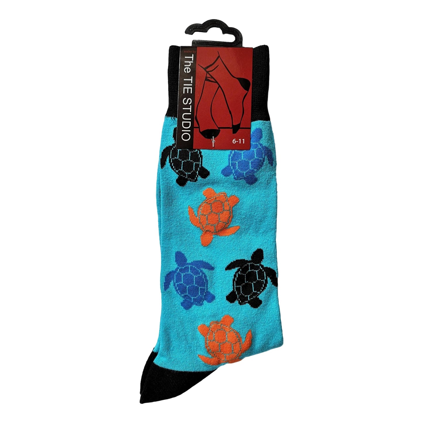 Turtles on Blue Unisex Novelty Ankle Socks Adult Size 6-11 image 0