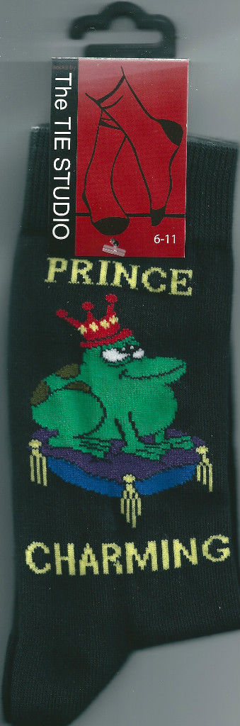 Prince Charming Frog on cushion Unisex Novelty Ankle Socks Adult Size 6-11 image 1