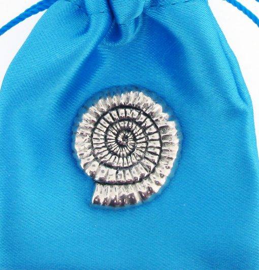 Ammonite Fossil polished pewter metal lapel pin badge image 2