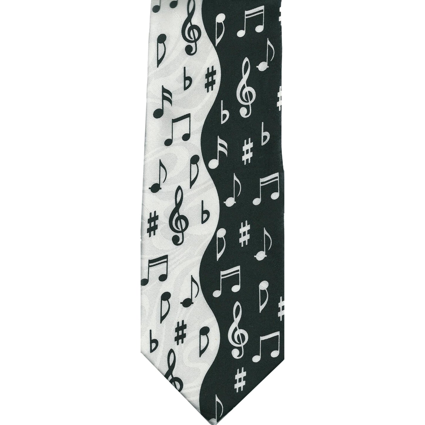 Ying and Yang Music Black/White Sleeved Polyester Novelty Tie image 0