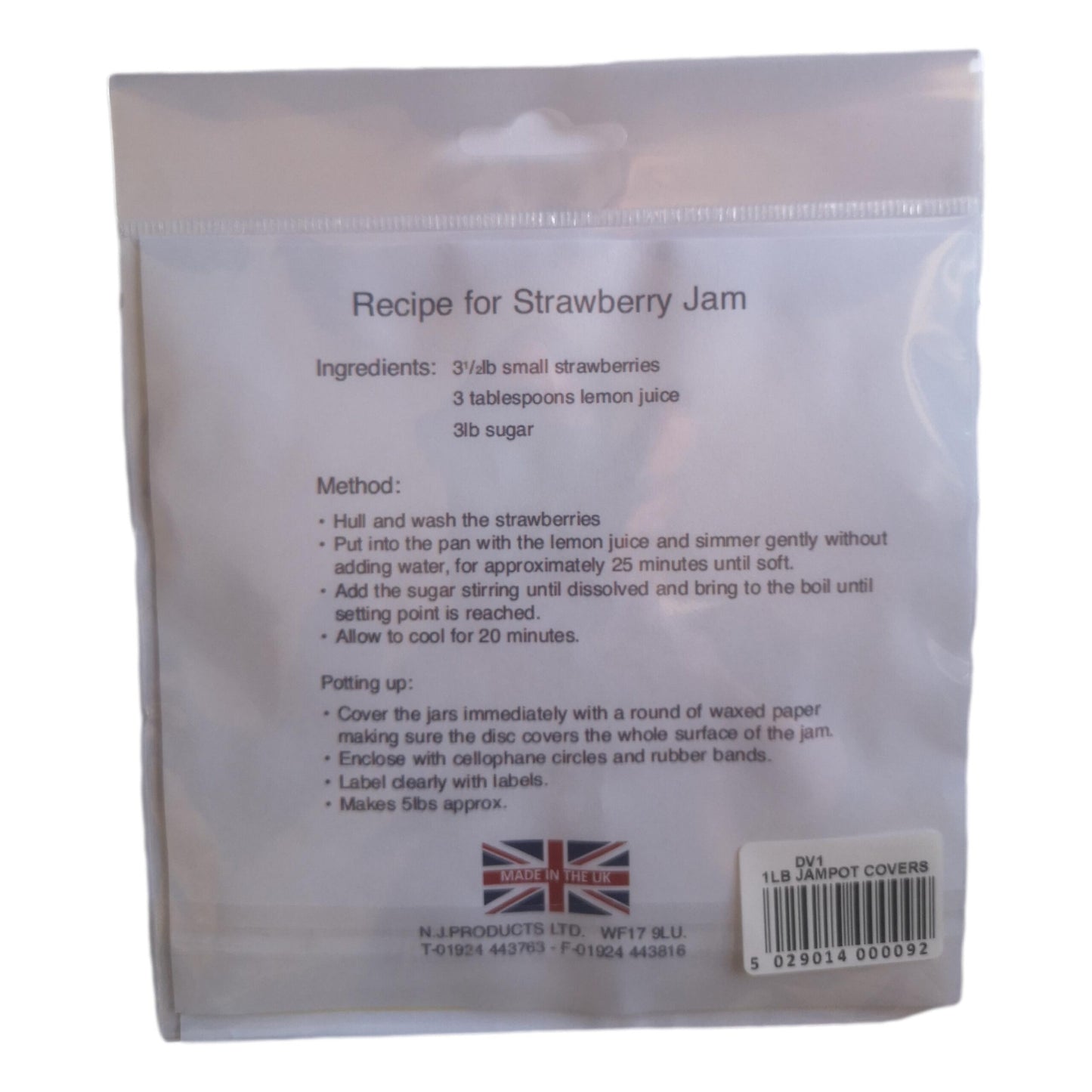 20 Transparent 1lb Jam Pot Covers, Wax Discs, Rubber Bands and Self-Adhesive Labels image 1