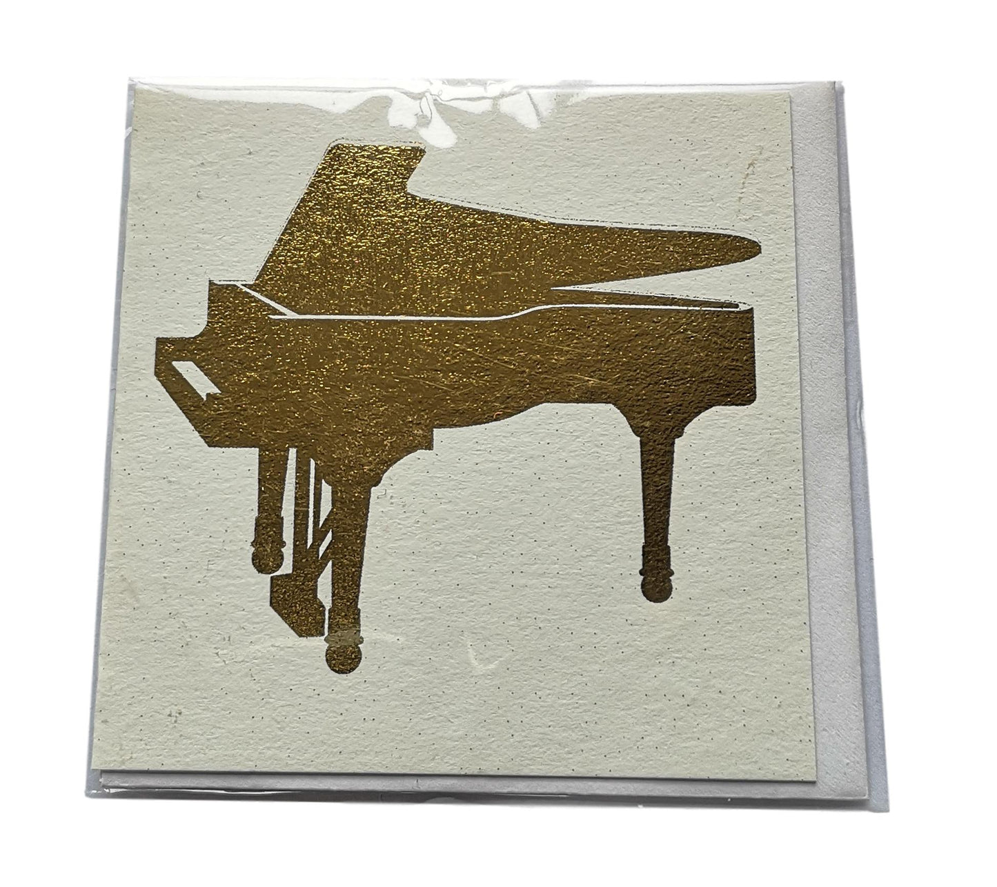 Grand Piano Square Gold Foil White mini greetings card image 1