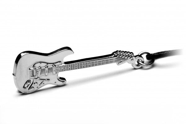 Electric Guitar silver-plated black cord pendant image 0