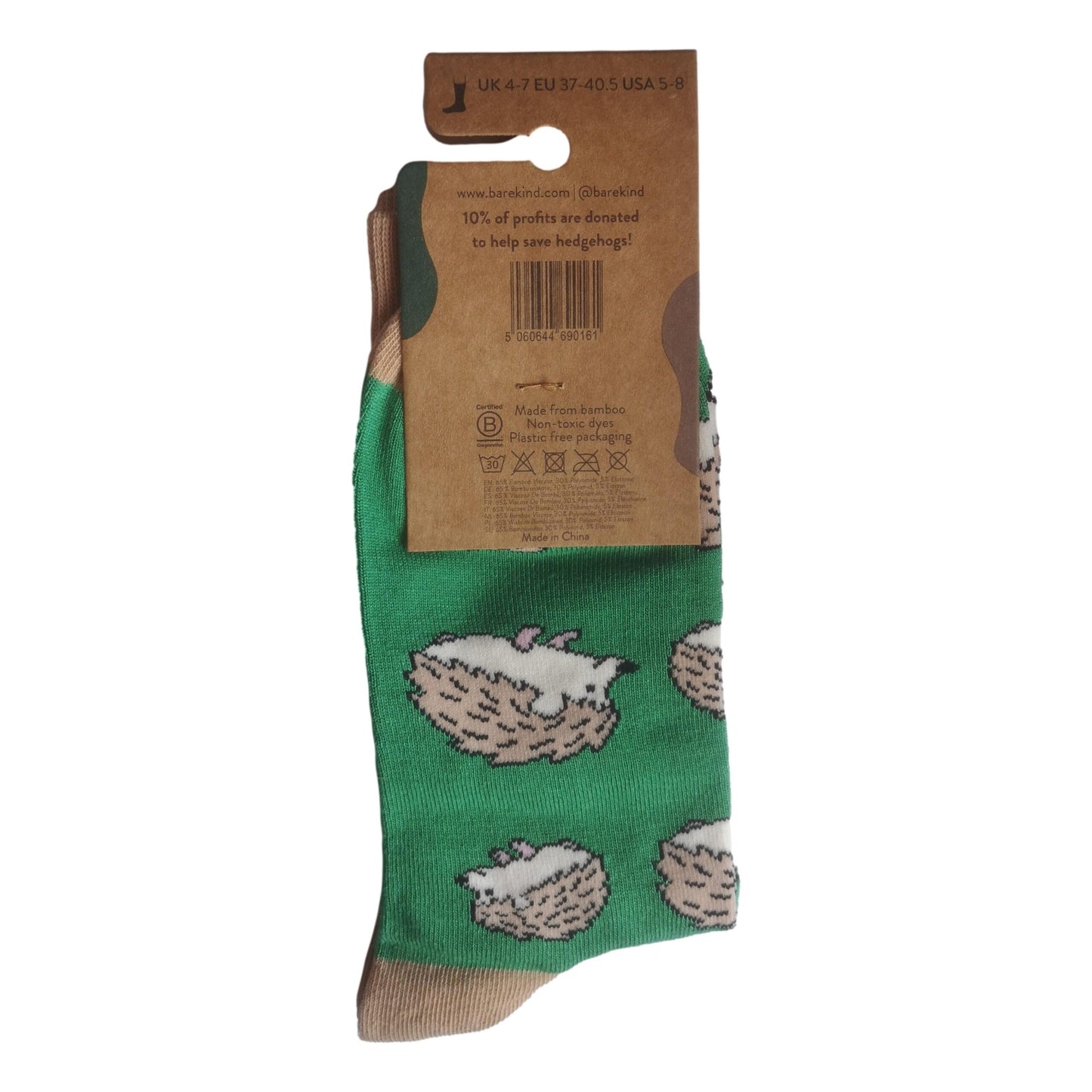 Save The Hedgehogs Green Unisex Novelty Ankle Socks Adult UK Size 4-7 image 2