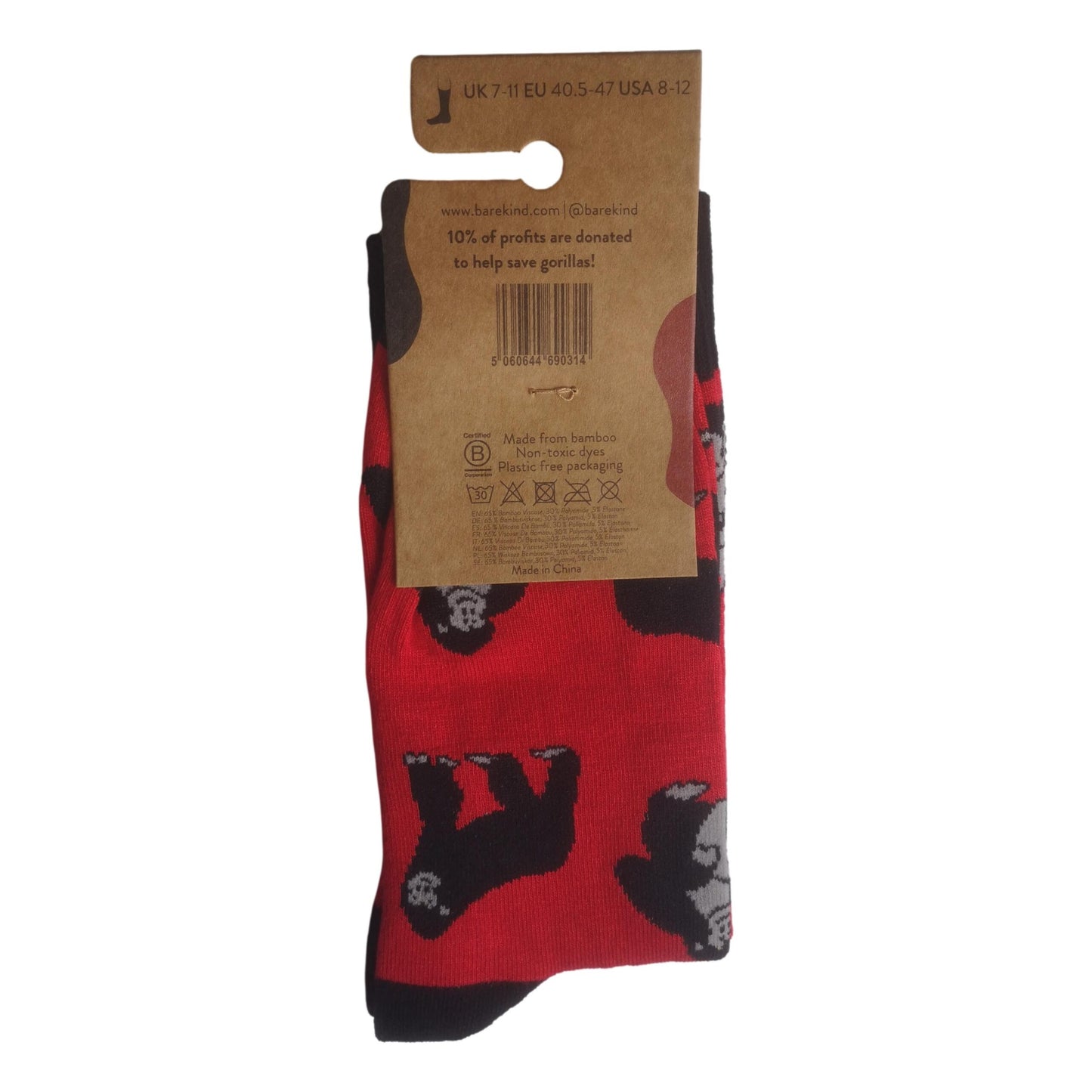 Save The Gorillas Unisex Novelty Ankle Socks Adult One Size image 2