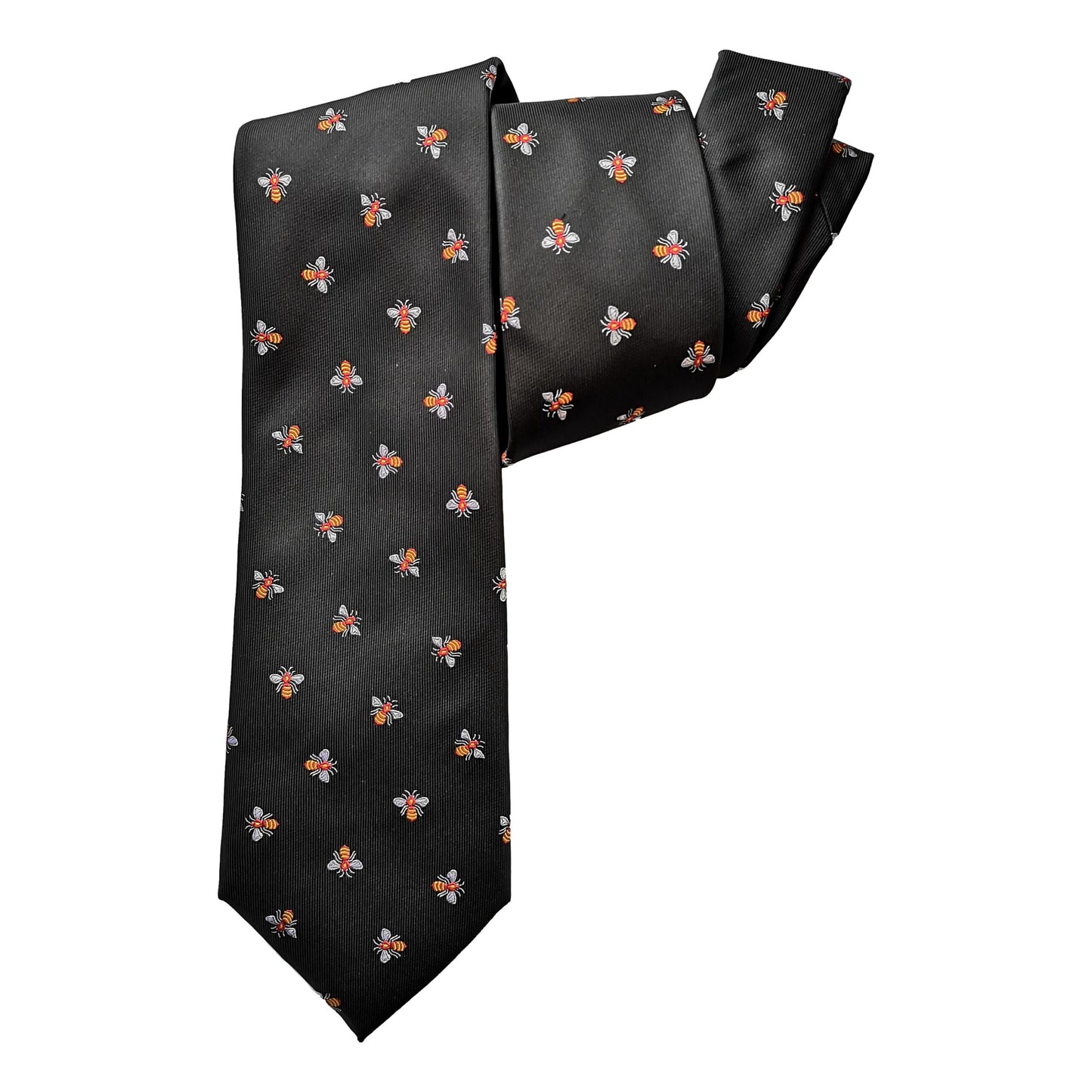 Honey Bees on black Sleeved 100% Micro Fibre Classic Tie image 1